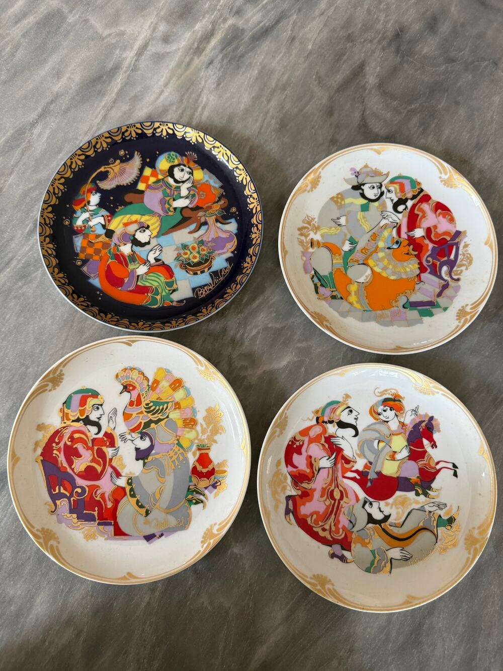 Vintage Rosenthal Germany Bjørn Wiinblad Collector Plate Set with Original Boxes